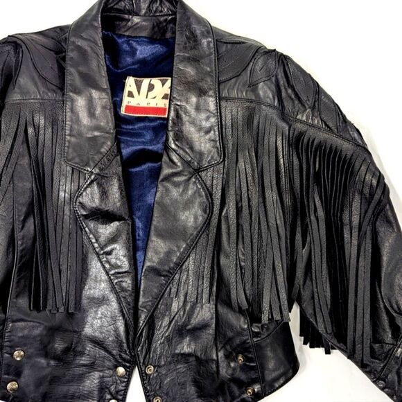 Vintage Leather Crop Fringe Jacket - Picture 7 of 12